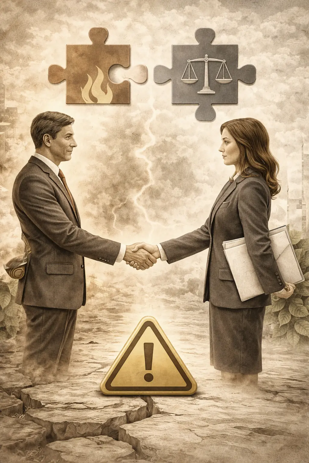 Zwei Hände geben sich die Hand vor einem Dokument